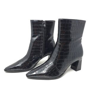 DKNY Sunny Evening Grey Kitten Heel Boot Leather